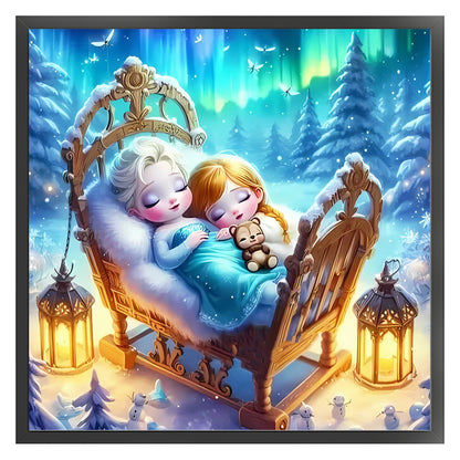 Disney-Princess Elsa And Anna - 18CT Stamped Cross Stitch 30*30CM