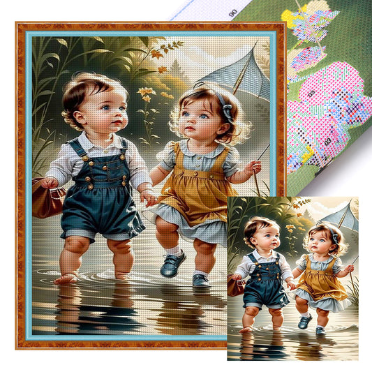 Boy And Girl - 11CT Stamped Cross Stitch 40*50CM