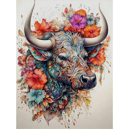 Flower And Grass Cow - 11CT Stamped Cross Stitch 45*60CM