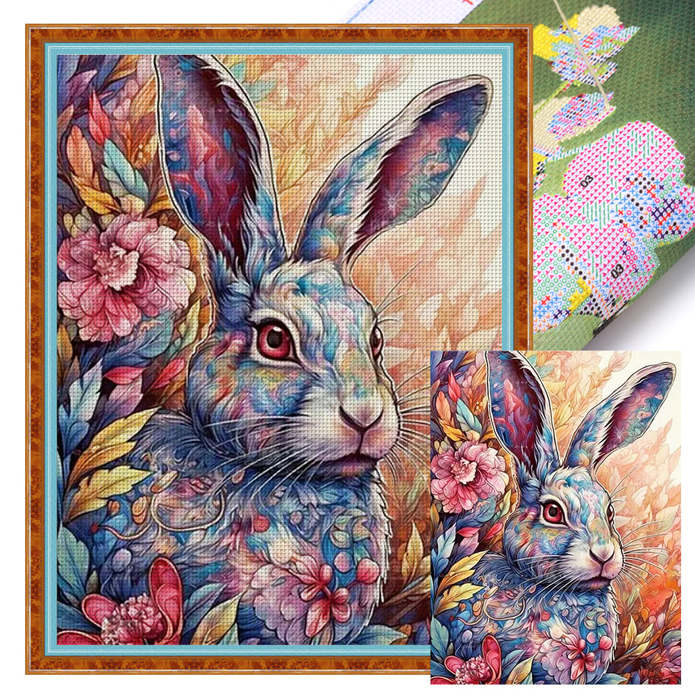 Flower Rabbit - 11CT Stamped Cross Stitch 45*60CM