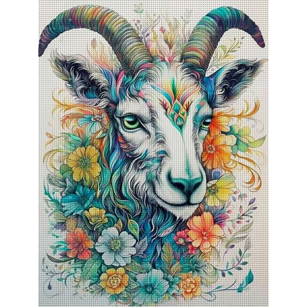 Flower And Grass Sheep - 11CT Stamped Cross Stitch 45*60CM