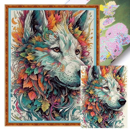 Flower Wolf - 11CT Stamped Cross Stitch 45*60CM