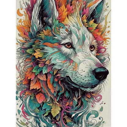 Flower Wolf - 11CT Stamped Cross Stitch 45*60CM