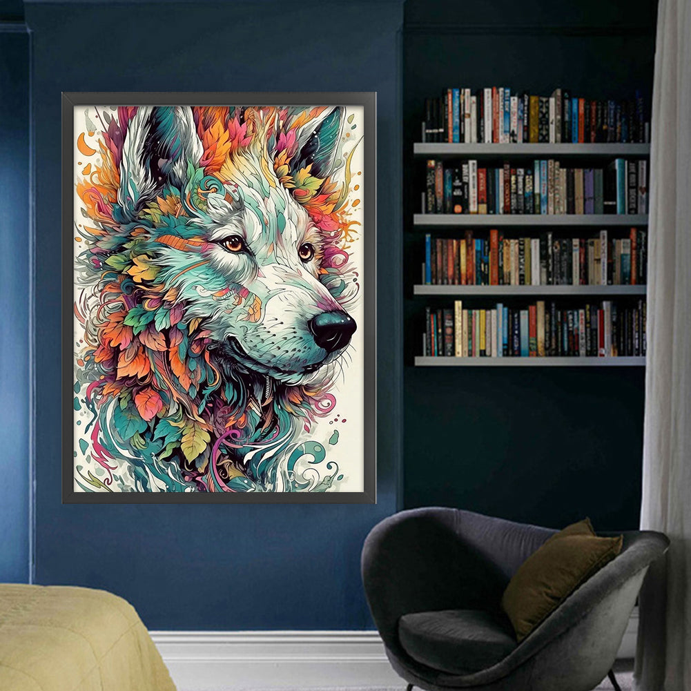 Flower Wolf - 11CT Stamped Cross Stitch 45*60CM