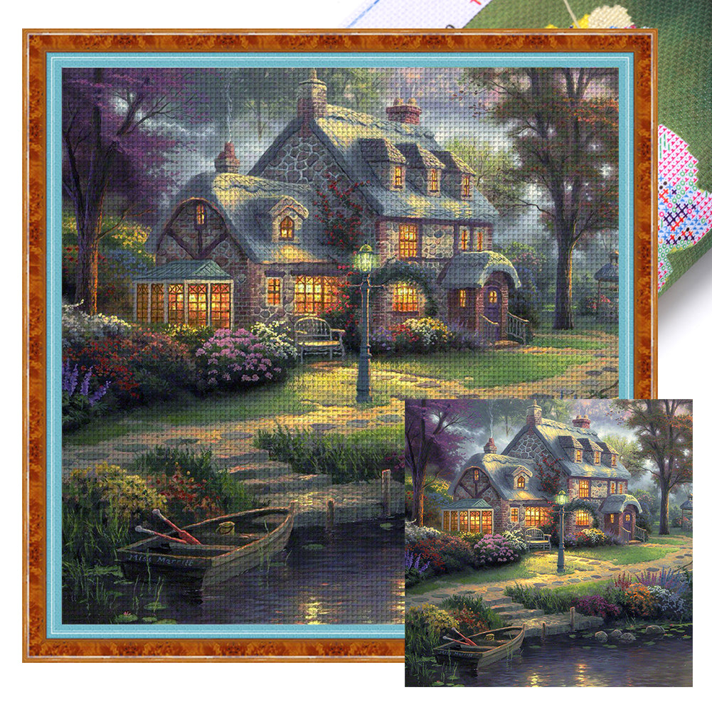 Riverside Cabin - 11CT Stamped Cross Stitch 50*50CM