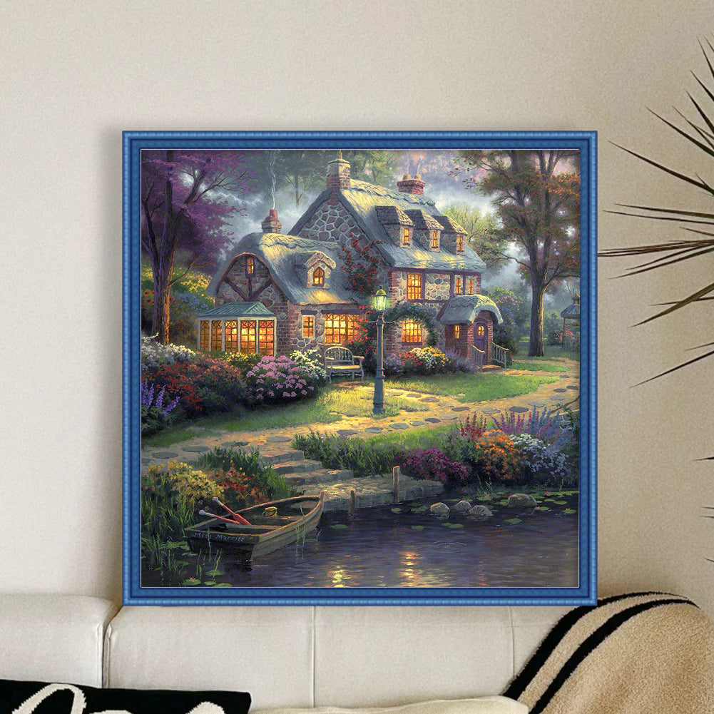 Riverside Cabin - 11CT Stamped Cross Stitch 50*50CM