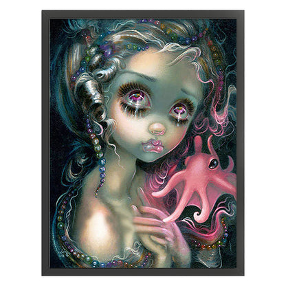 Big Eyed Girl - 11CT Stamped Cross Stitch 45*60CM