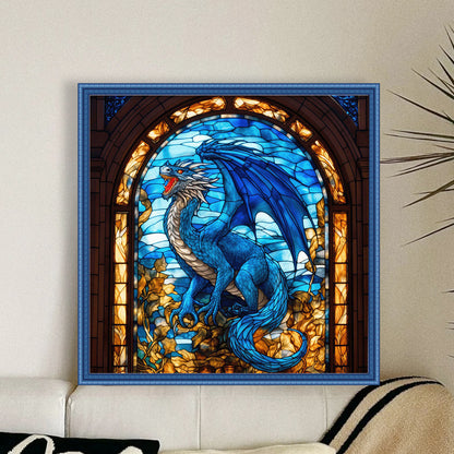 Glass Painting-Pterosaur - 14CT Stamped Cross Stitch 40*40CM