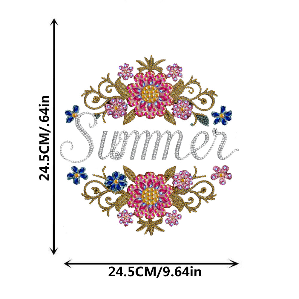 Acrylic Single-Sided Diamond Art Hanging Pendant for Home Decor (Summer Flower)