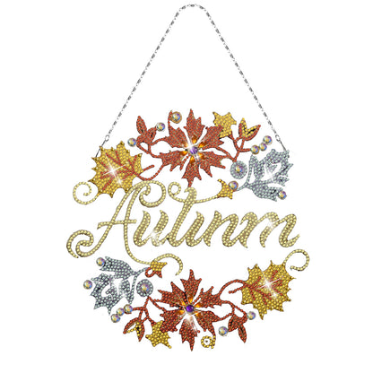 Acrylic Single-Sided Diamond Art Hanging Pendant for Home Decor (Autumn Leaf)