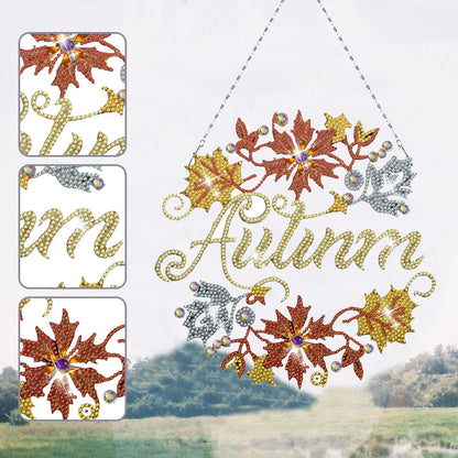 Acrylic Single-Sided Diamond Art Hanging Pendant for Home Decor (Autumn Leaf)