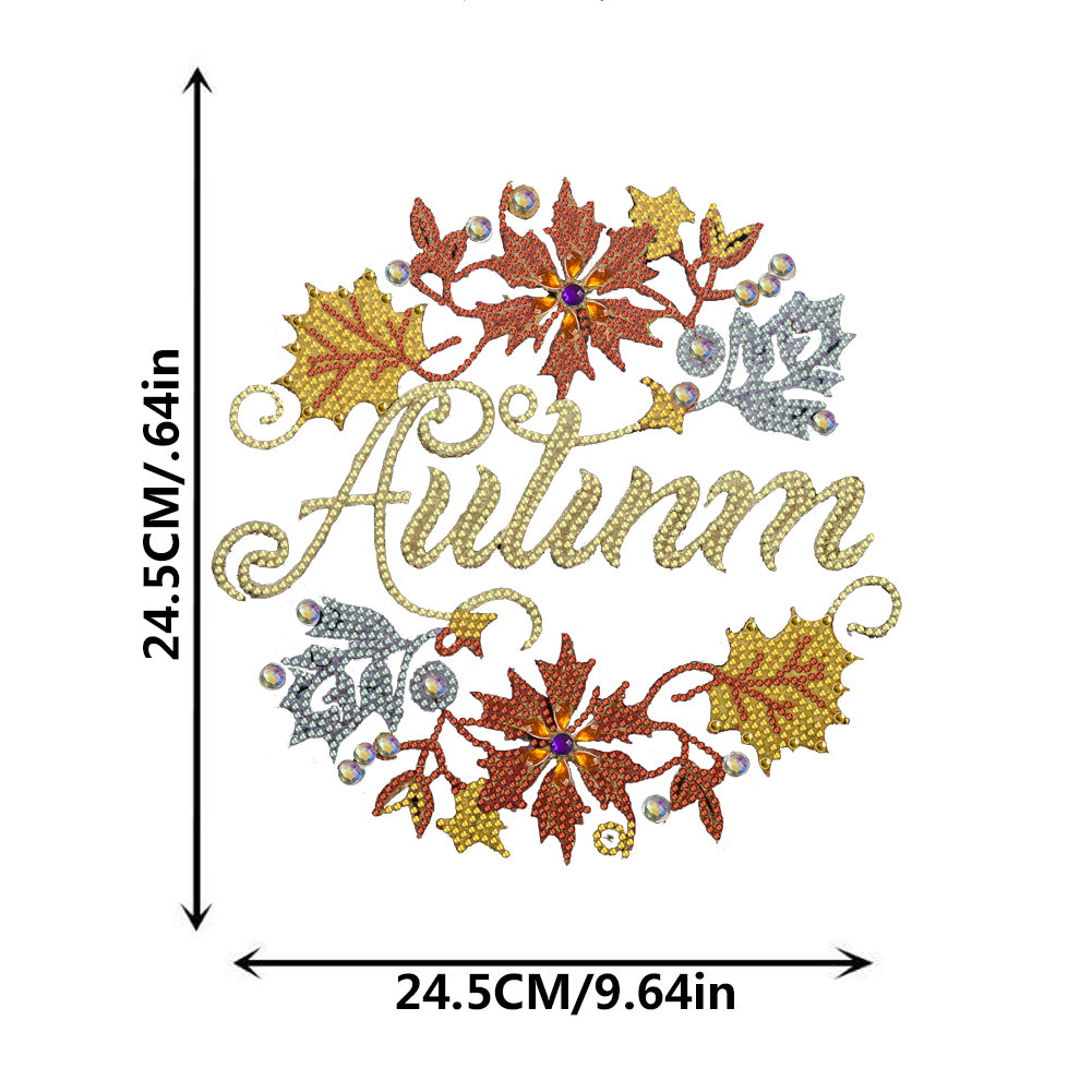 Acrylic Single-Sided Diamond Art Hanging Pendant for Home Decor (Autumn Leaf)