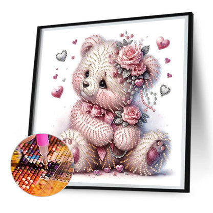 Heart And Furry Bear - Special Shaped Drill Diamond Painting 30*30CM