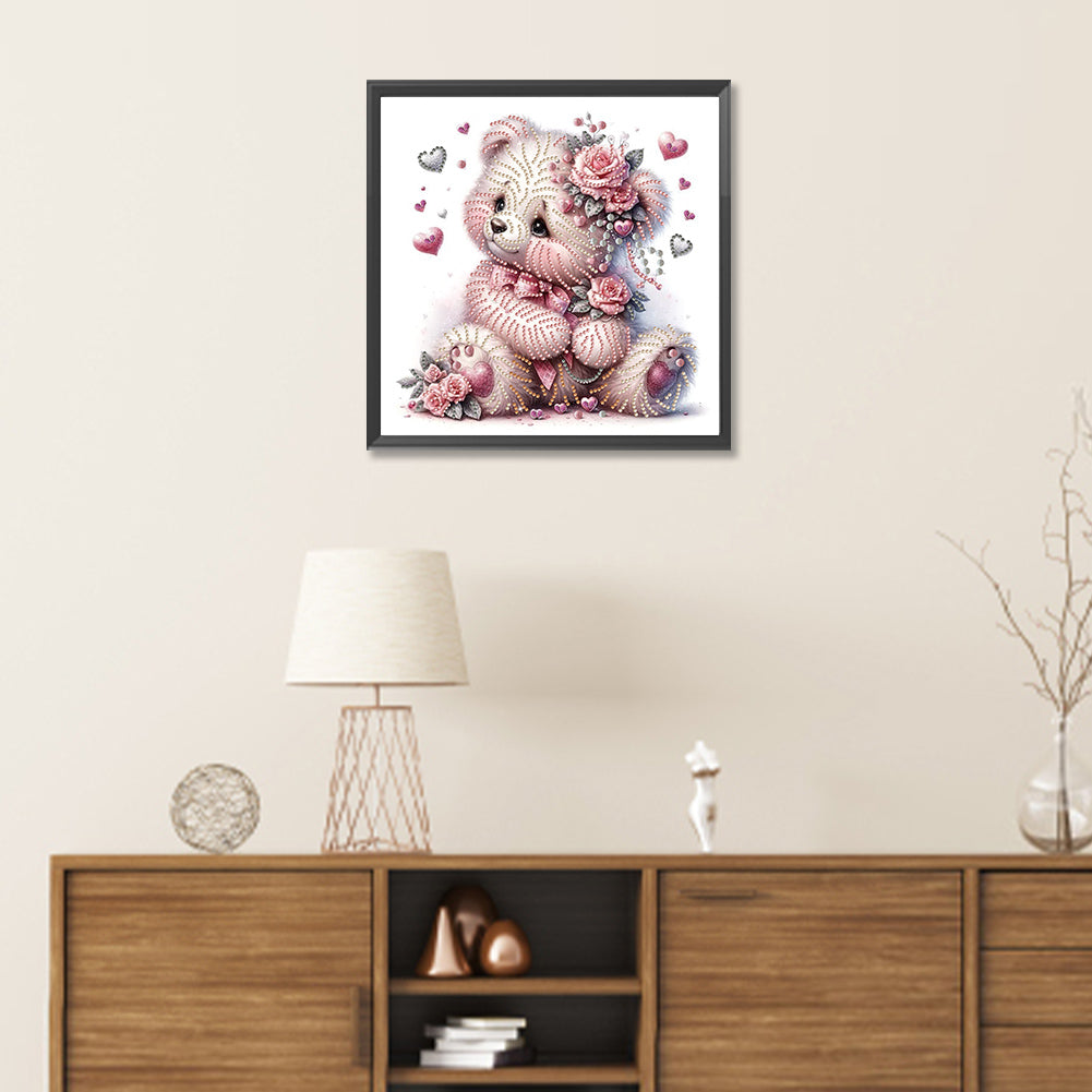 Heart And Furry Bear - Special Shaped Drill Diamond Painting 30*30CM