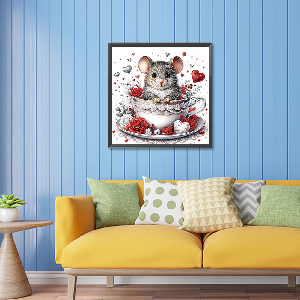 Mice In Loving Coffee Cups - Special Shaped Drill Diamond Painting 30*30CM