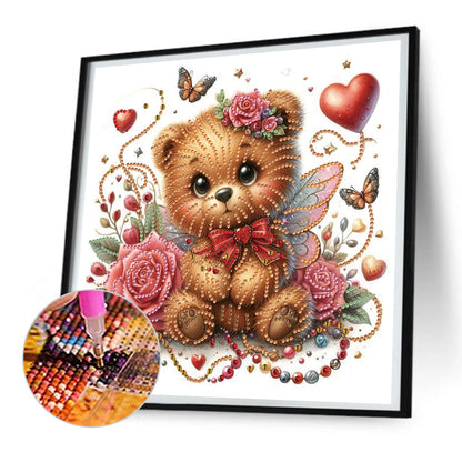 Rose And Elf Bear - Special Shaped Drill Diamond Painting 30*30CM