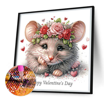 Valentine'S Day Mouse - Special Shaped Drill Diamond Painting 30*30CM
