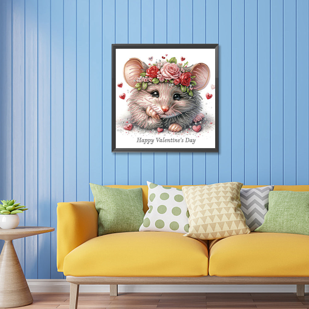 Valentine'S Day Mouse - Special Shaped Drill Diamond Painting 30*30CM