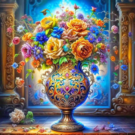 Flowers And Vase - Full Round Drill Diamond Painting 40*40CM