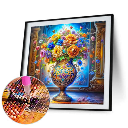Flowers And Vase - Full Round Drill Diamond Painting 40*40CM