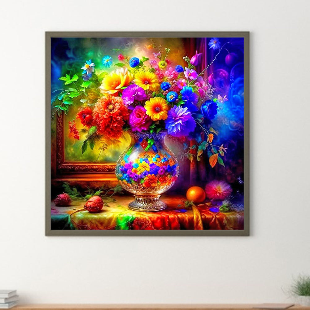 Colorful Oil Painting Flowers - Full Round Drill Diamond Painting 40*40CM