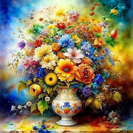 Colorful Background Of Flowers - Full Round Drill Diamond Painting 40*40CM