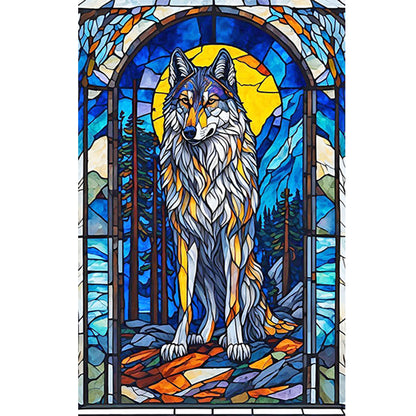 Glass Wind Wolf - Full Round Drill Diamond Painting 40*60CM