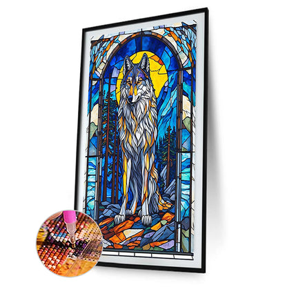 Glass Wind Wolf - Full Round Drill Diamond Painting 40*60CM