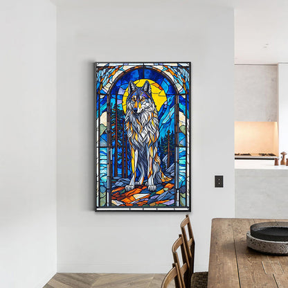 Glass Wind Wolf - Full Round Drill Diamond Painting 40*60CM