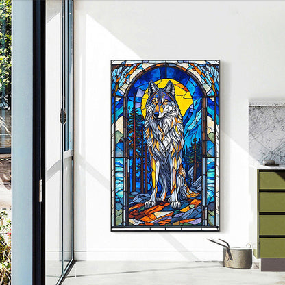 Glass Wind Wolf - Full Round Drill Diamond Painting 40*60CM