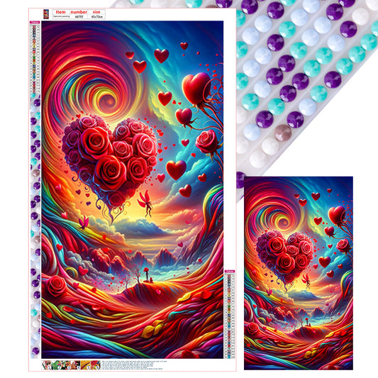 Dreamy Clouds Rose Love - Full Round Drill Diamond Painting 40*70CM