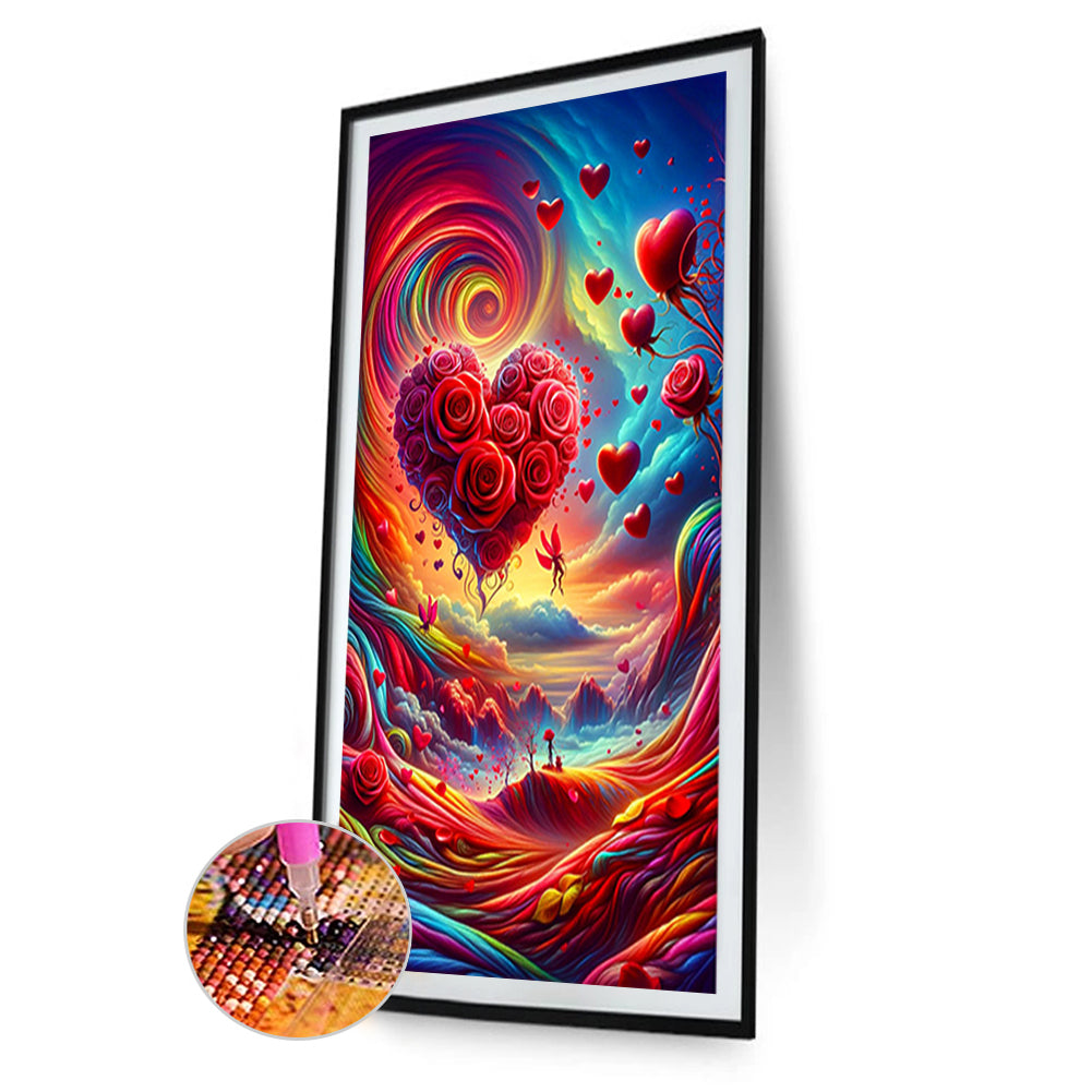 Dreamy Clouds Rose Love - Full Round Drill Diamond Painting 40*70CM