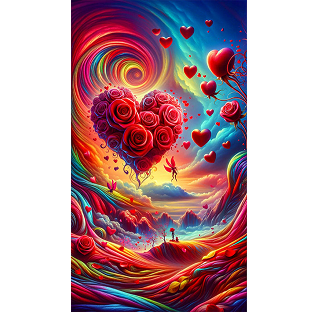 Dreamy Clouds Rose Love - Full Round Drill Diamond Painting 40*70CM