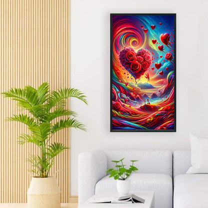 Dreamy Clouds Rose Love - Full Round Drill Diamond Painting 40*70CM