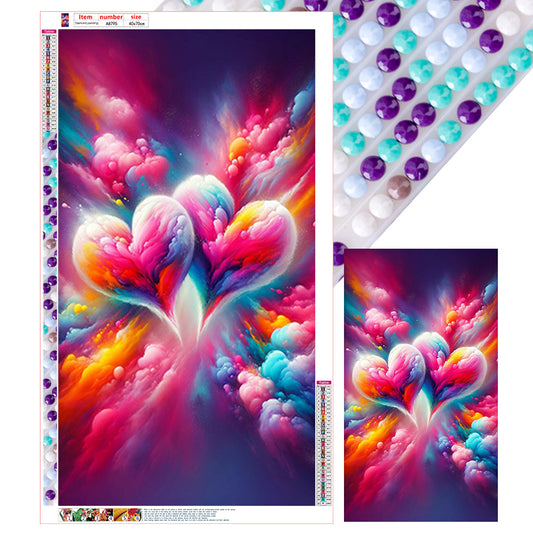 Two Hearts In Dreamy Clouds - Full Round Drill Diamond Painting 40*70CM
