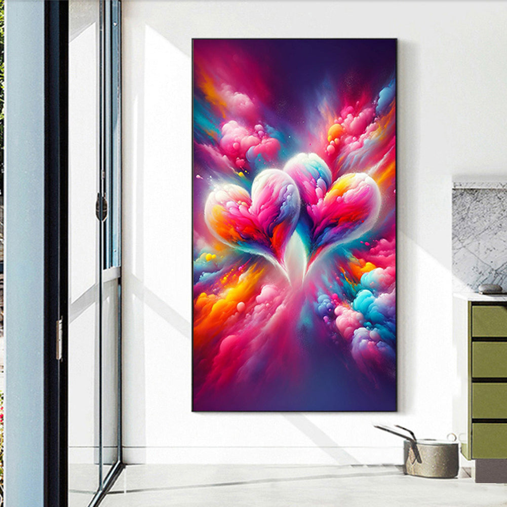 Two Hearts In Dreamy Clouds - Full Round Drill Diamond Painting 40*70CM