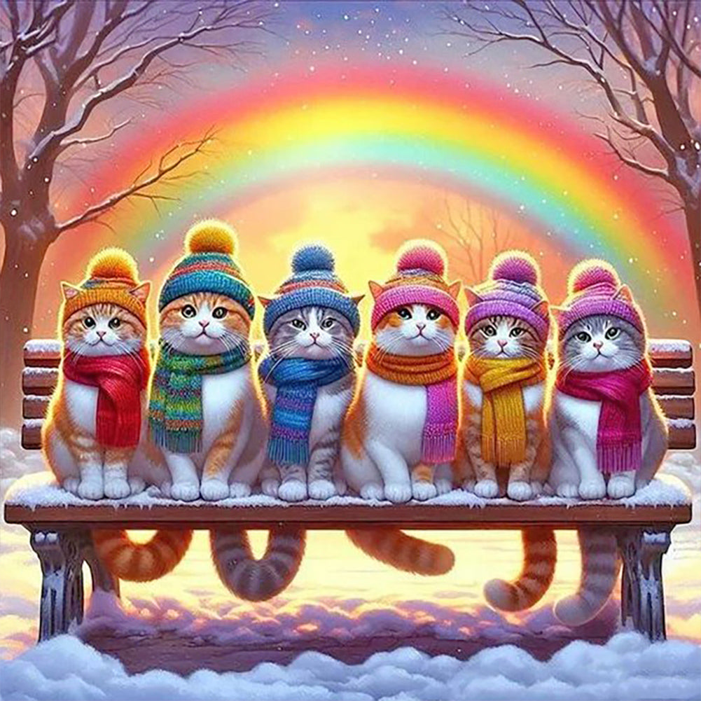 Rainbow Cat - Full Round Drill Diamond Painting 30*30CM
