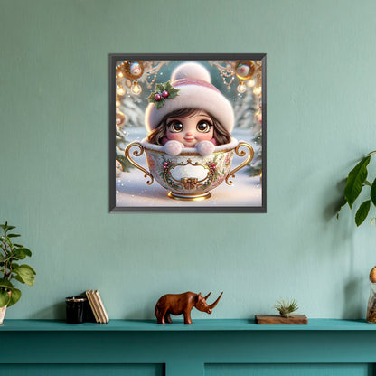 Teacup Girl - Full Round Drill Diamond Painting 30*30CM