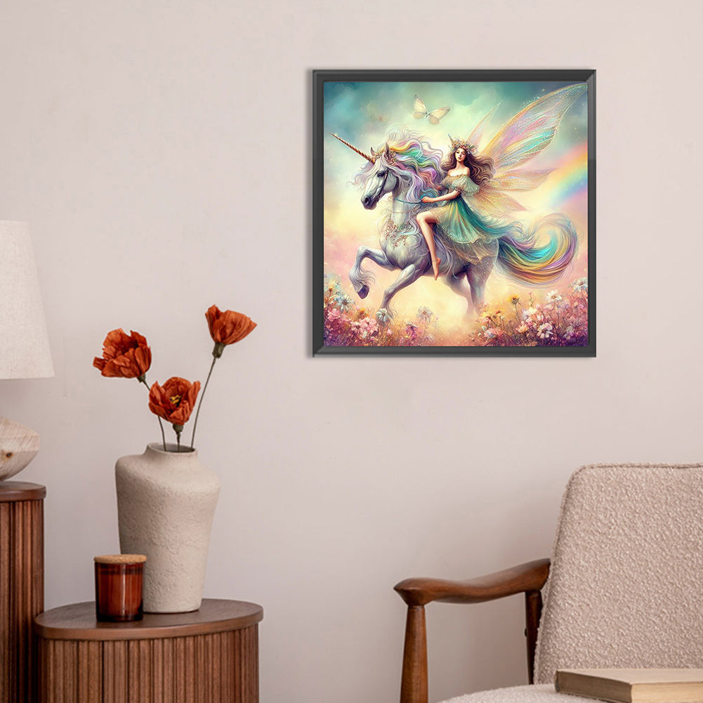 Unicorn And Girl - Full Round Drill Diamond Painting 30*30CM