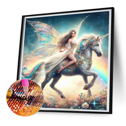 Unicorn And Girl - Full Round Drill Diamond Painting 30*30CM