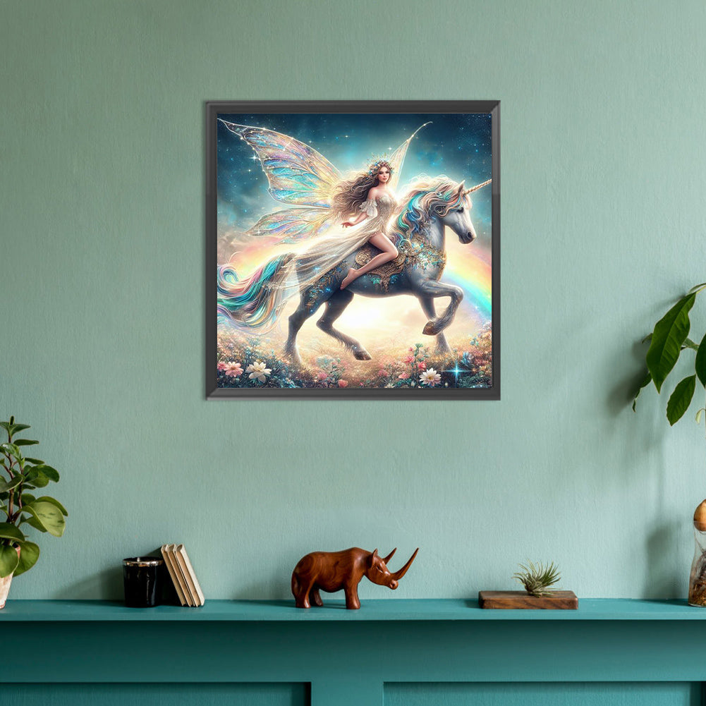 Unicorn And Girl - Full Round Drill Diamond Painting 30*30CM