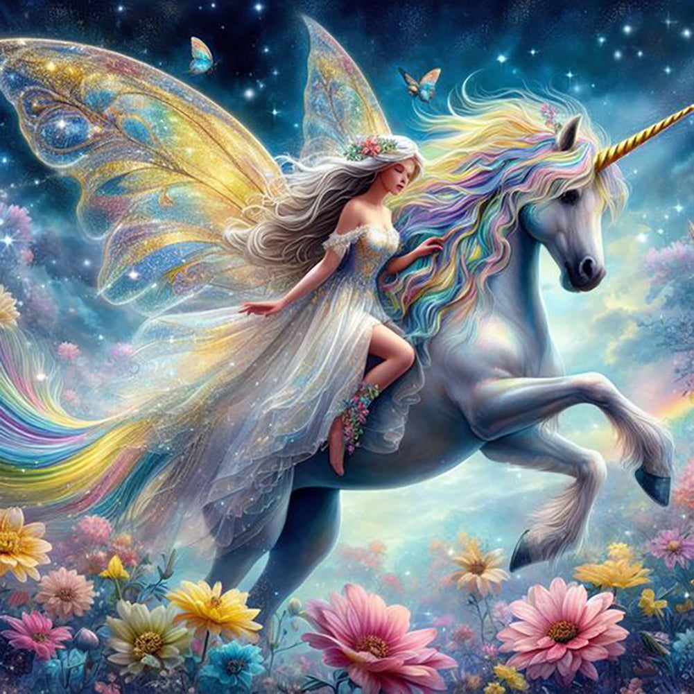 Unicorn And Girl - Full Round Drill Diamond Painting 30*30CM