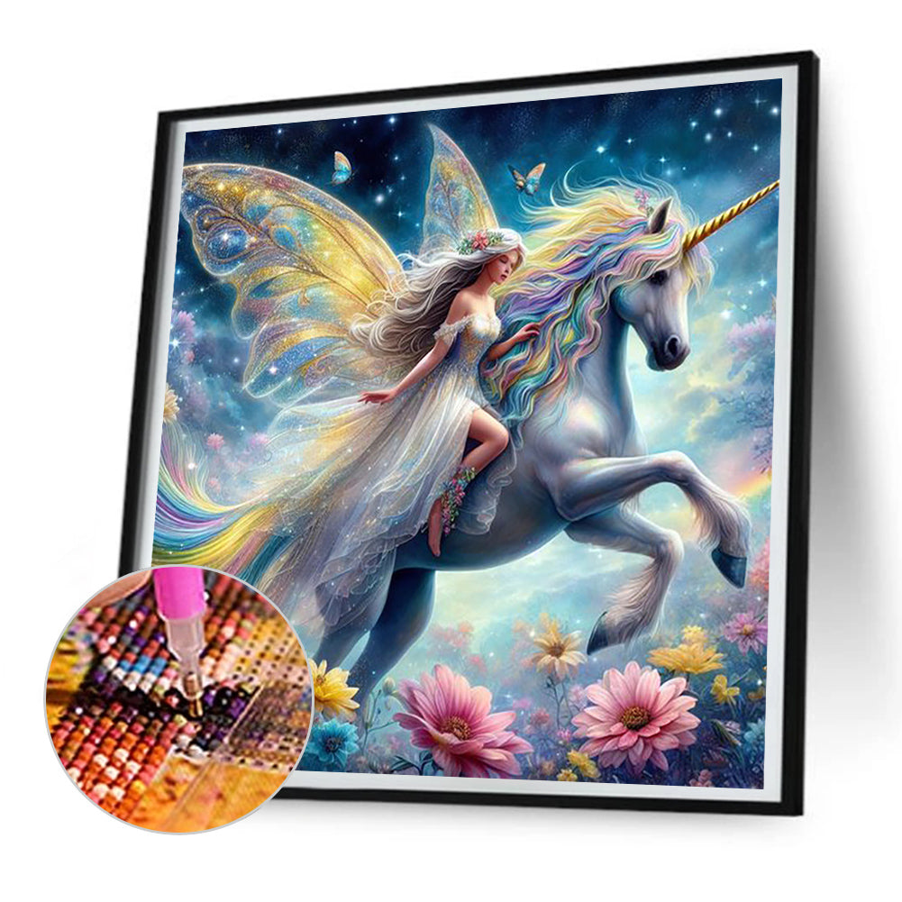 Unicorn And Girl - Full Round Drill Diamond Painting 30*30CM