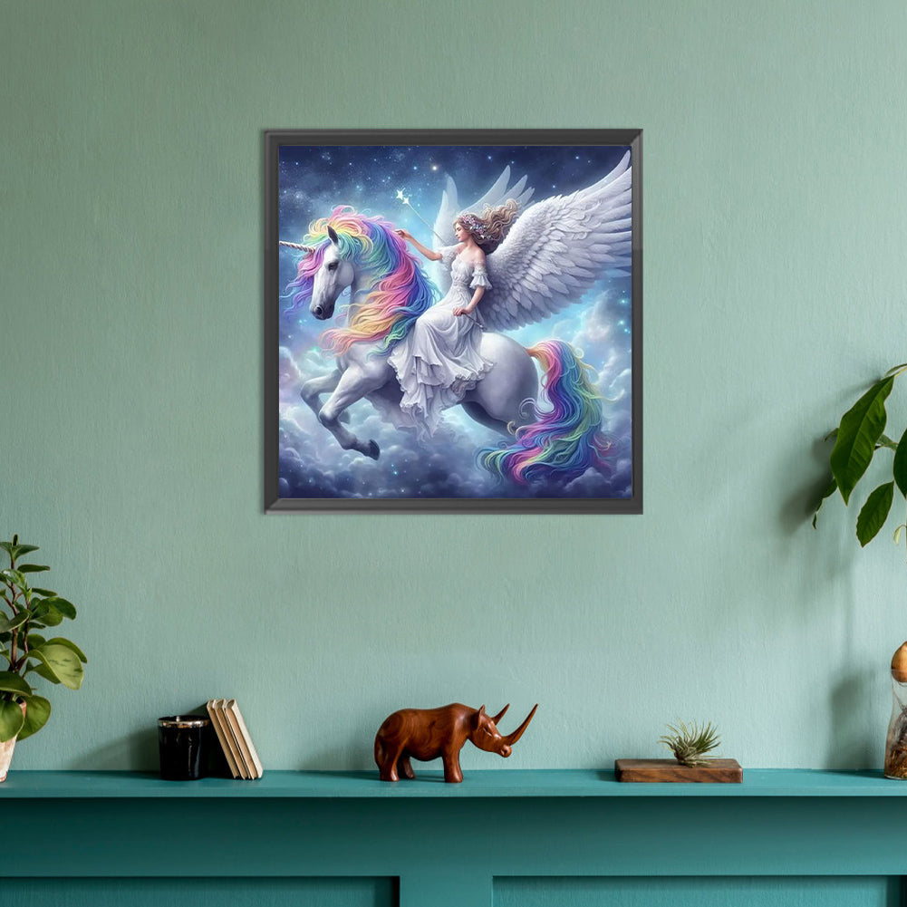 Unicorn And Girl - Full Round Drill Diamond Painting 30*30CM