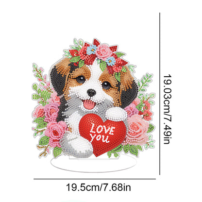 Desktop Diamond Art Kits Colorful Animal Bedroom Table Decoration (Heart Dog)