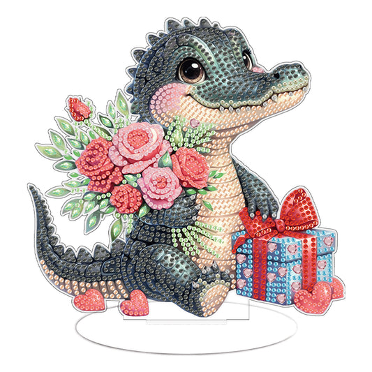 Desktop Diamond Art Kits Colorful Animal Bedroom Table Decor (Flower Crocodile)