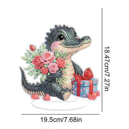 Desktop Diamond Art Kits Colorful Animal Bedroom Table Decor (Flower Crocodile)