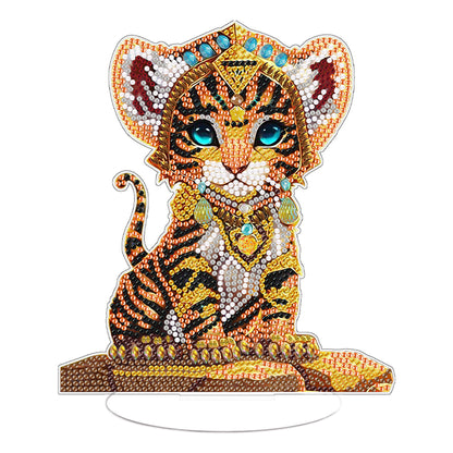 Desktop Diamond Art Kits Colorful Cute Animal Bedroom Table Decoration (Tiger)