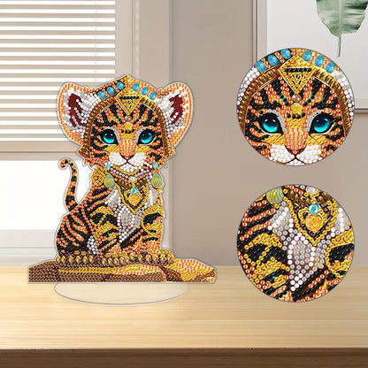 Desktop Diamond Art Kits Colorful Cute Animal Bedroom Table Decoration (Tiger)