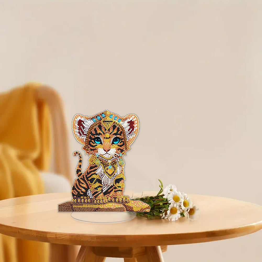 Desktop Diamond Art Kits Colorful Cute Animal Bedroom Table Decoration (Tiger)